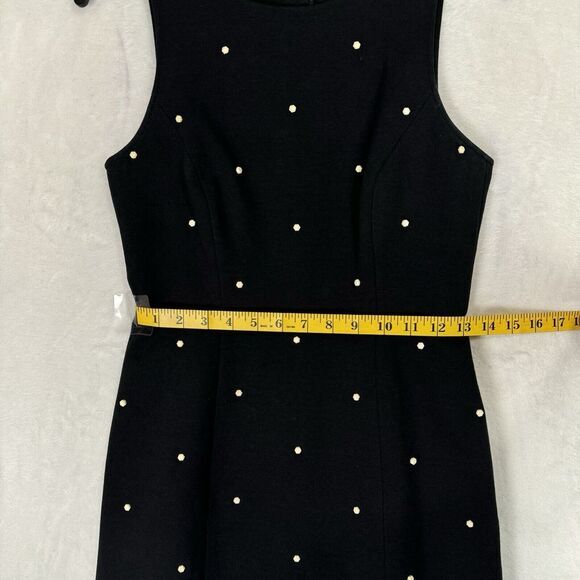 Tibi Black Ivory Beaded Mini Dress Size 4 Cutout Back Polka Dot Retro Sleeveless - Picture 9 of 16